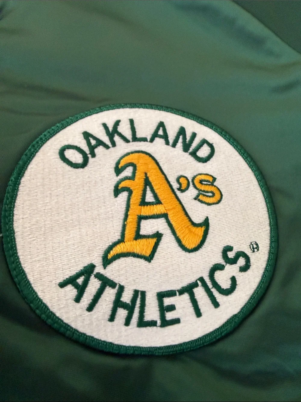 Oakland Athletics Kids Green Satin Bomber Jacket